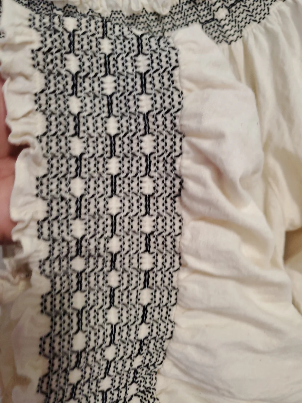 Karen Kane Cream Tunic with Black Floral Embroidery